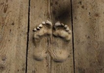 Footprints carved in wood, which locals believe were made by ... - Yahoo! News Photos